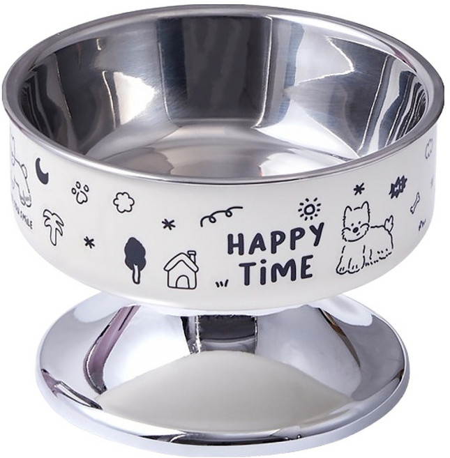 파스텔펫 반려동물 해피타임 스텐 식기, 화이트, 1개
