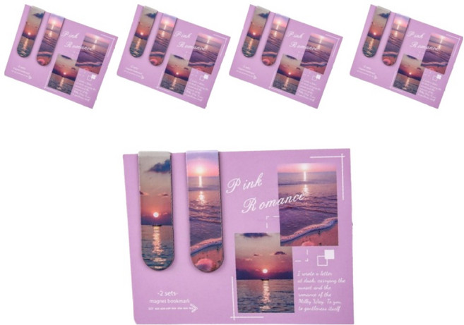 미소로운 예쁜 자석북마크 세트, 핑크노을, 5세트
