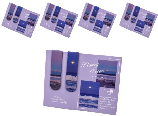 미소로운 예쁜 자석북마크 세트, 밤바다, 5세트