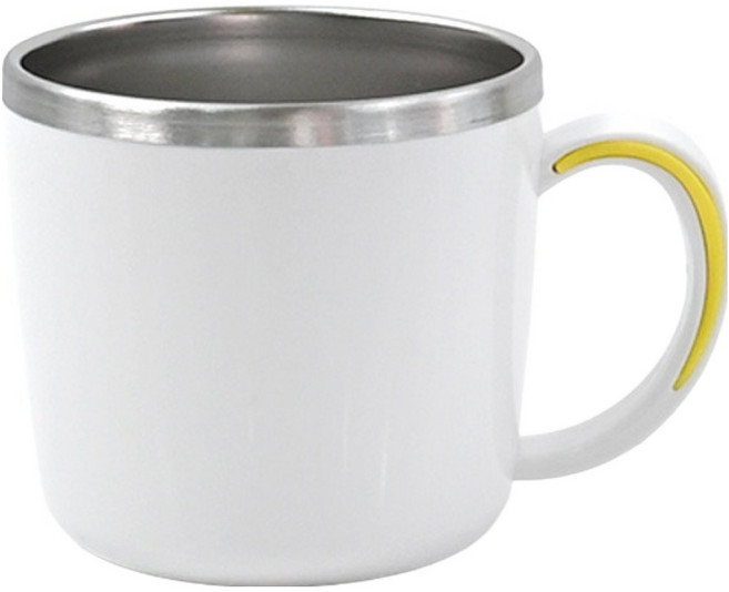 키친유 유아용 논슬립 스텐손잡이컵, 280ml, 1개, 화이트