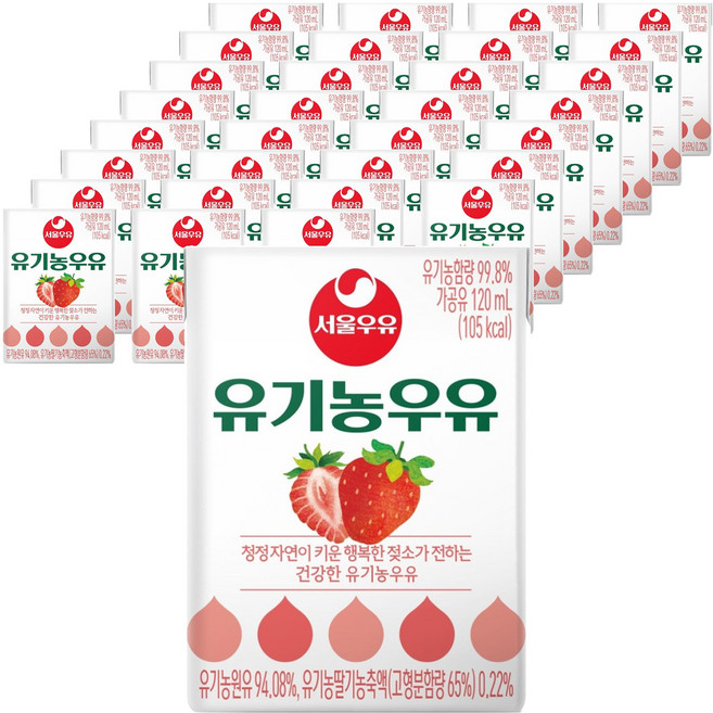 Seoul Milk 首爾牛奶 有機草莓牛奶, 120ml, 32個