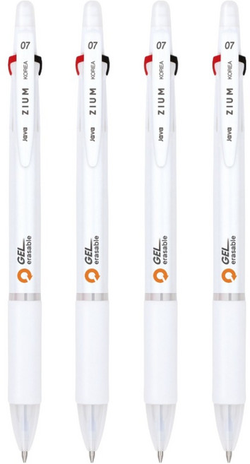 자바펜 지움3겔 지워지는 볼펜 0.7mm, 화이트, 4개