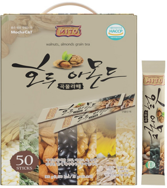 MITO 호두아몬드 곡물라떼, 18g, 50개입, 1개