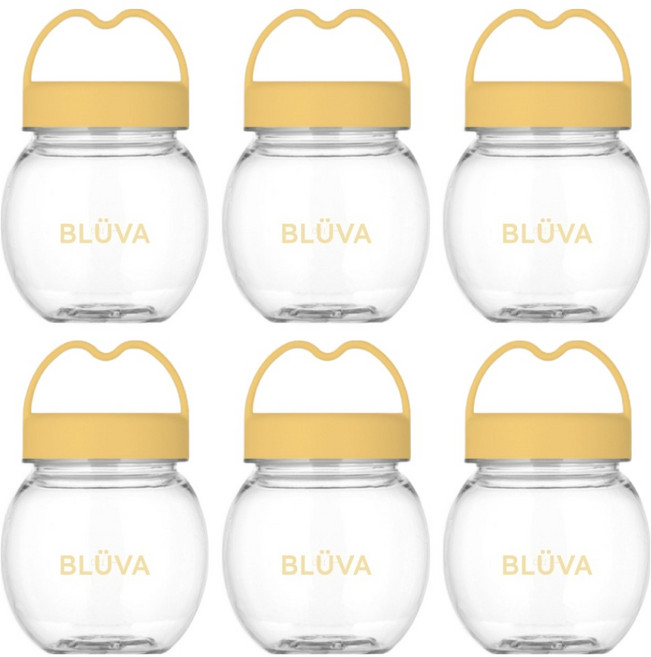 블루바 눈금표시 트라이탄 하트캡 미니 쉐이커, 옐로우, 6개, 250ml