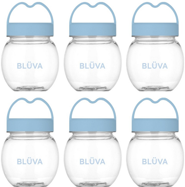 블루바 눈금표시 트라이탄 하트캡 미니 쉐이커, 블루, 6개, 250ml