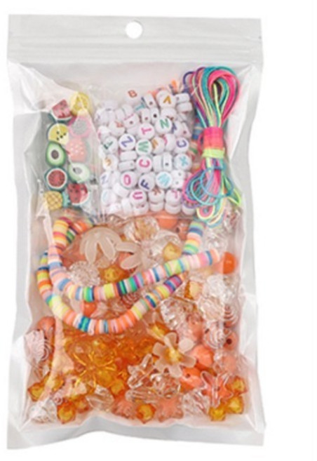 윰스 DIY 핸드폰 스트랩 비즈 키링 만들기 세트, 오렌지, 1세트