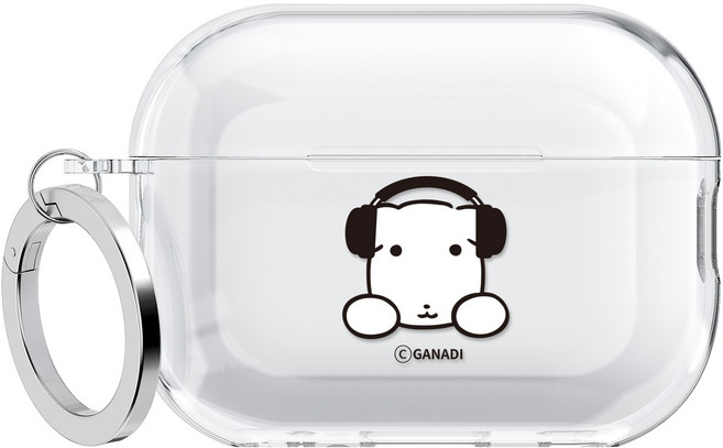 모란카노 가나디 뮤직 디자인 클리어 엣지 링 TWS 케이스, 헤드셋, 1개, 에어팟4