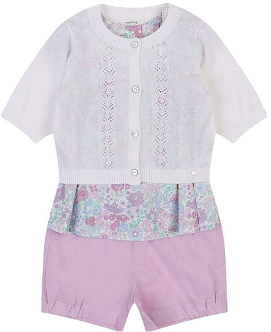 agabang 嬰幼兒送禮用 Rosanna 無袖開襟衫 + 襯衫 + 短褲 + 包裝組 + 購物袋