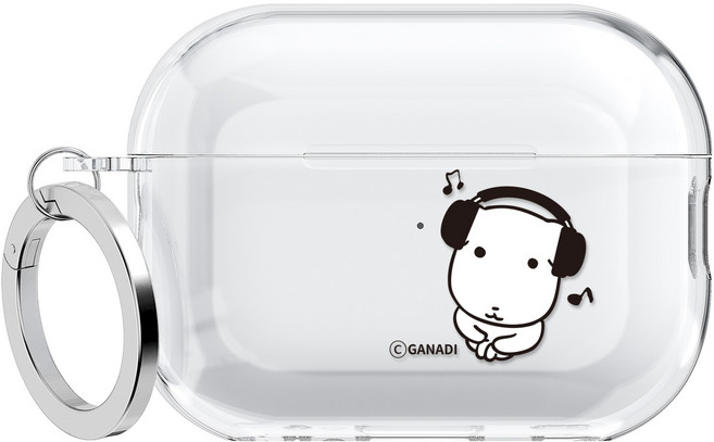 모란카노 가나디 뮤직 디자인 클리어 엣지 링 TWS 케이스, 두둠칫, 1개, 에어팟4