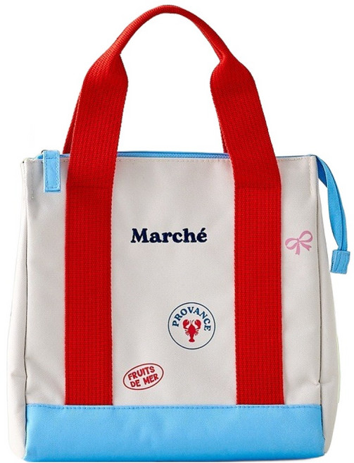 모던하우스 디어데이 코튼 보온보냉가방, 레드핸들, 1개