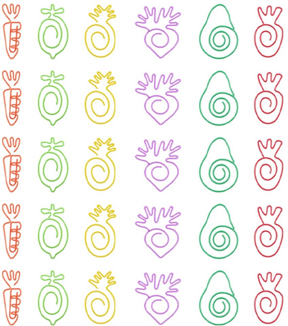 코쿠리 과일 모양 서류 클립 컬러 페이퍼클립 메모 문서 정리 집게 36p 세트 6W0036, 1세트, 혼합