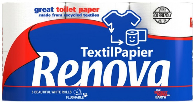 레노바 옷으로 만든 텍스타일 4겹 화장지, 1개, 6롤, 16.1m