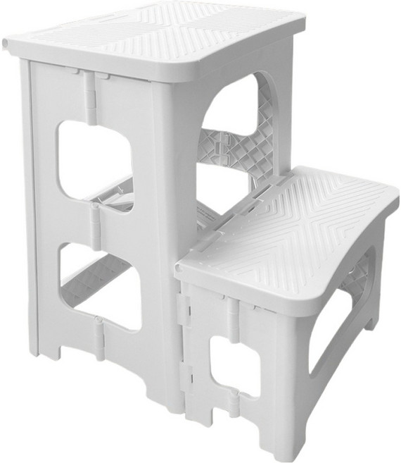 명가통상 가정용 2단 접이식 사다리 발판, 화이트