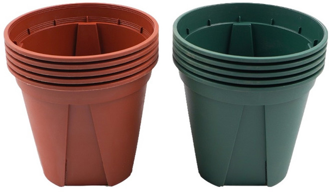 갑조네 플분 플라스틱 화분 2종 x 5p 세트, 10개, 브라운, 모스그린