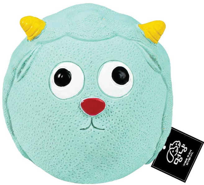 멍냥 강아지 말랑말랑 동글이 캐릭터 라텍스 사운드볼 삑삑이 장난감 양, 블루, 1개