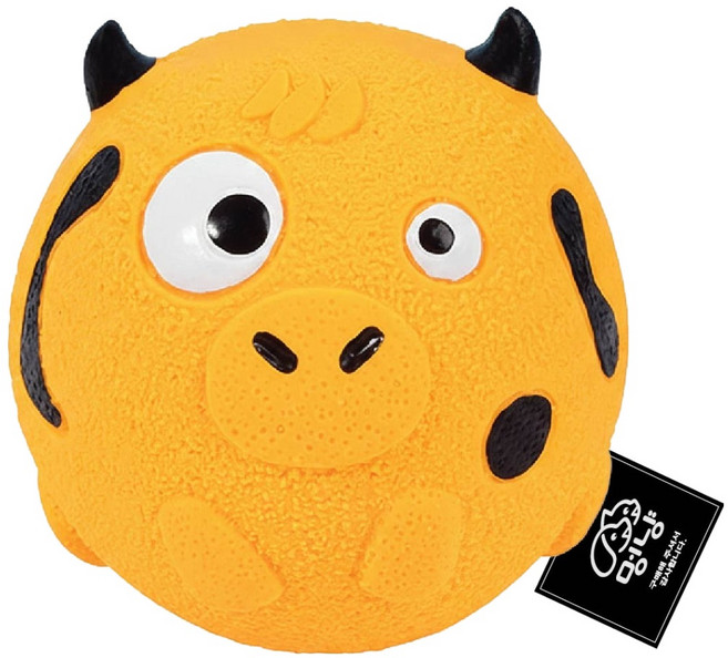 멍냥 강아지 말랑말랑 동글이 캐릭터 라텍스 사운드볼 삑삑이 장난감 돼지, 오렌지, 1개