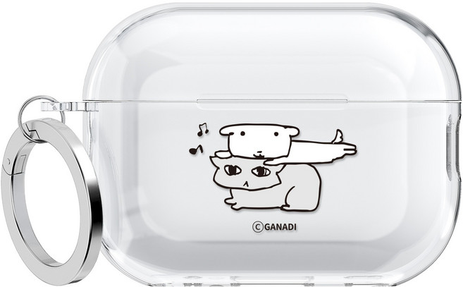 모란카노 가나디 뮤직 디자인 클리어 엣지 링 TWS 케이스, 어부바, 1개, 에어팟4
