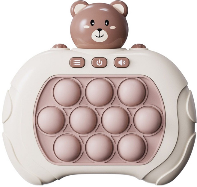 루아르모 스피드킹 미니 휴대용 팝잇 푸쉬팝 게임기, 곰돌이, 1개