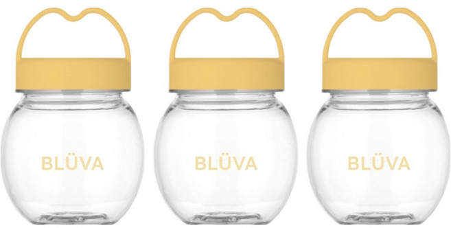 블루바 눈금표시 트라이탄 하트캡 미니 쉐이커, 옐로우, 3개, 250ml