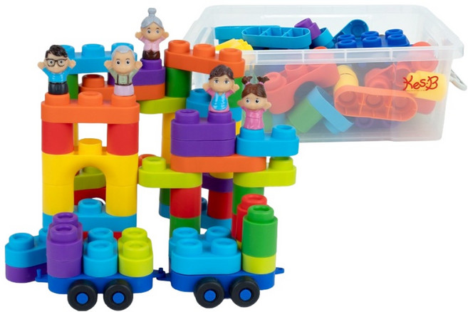 캐스비 튼튼 크리에듀 소프트 두두점보 블록 65p + 손가락인형 5p 세트, 혼합색상, 1세트