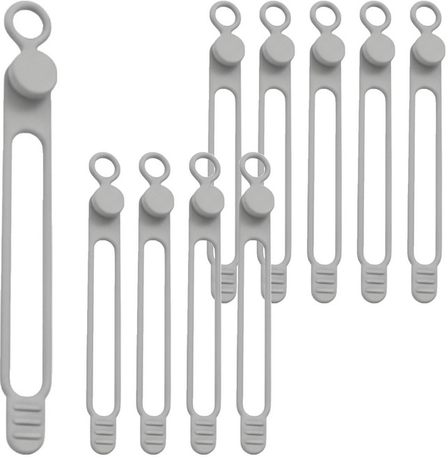 앞날창창 다용도 실리콘 케이블 정리 밴드, 그레이, 10개