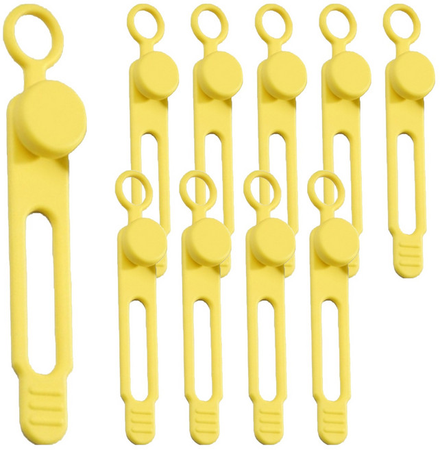 앞날창창 다용도 실리콘 케이블 정리 밴드, 옐로우, 10개