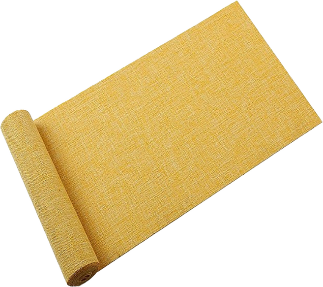 vlyo 린넨 방수 러너 중식 젠 스타일 다탁보, 옐로우, 1개, 20 x 180 cm
