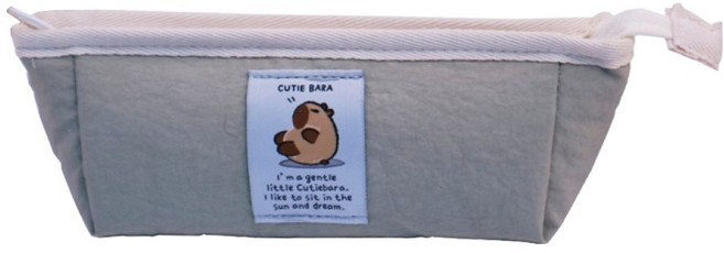 큐티바라 엠에스 카피바라 쿠션 봉제필통, 1개, 카키