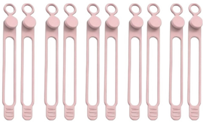 앞날창창 다용도 실리콘 케이블 정리 밴드, 핑크, 10개