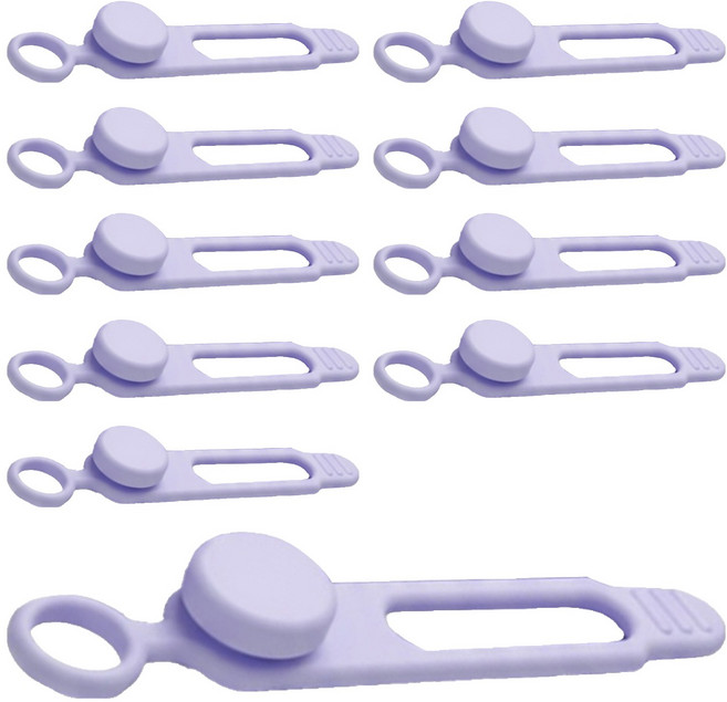 앞날창창 다용도 실리콘 케이블 정리 밴드, 퍼플, 10개