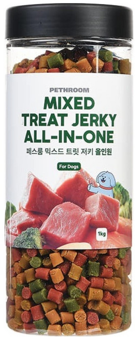 페스룸 믹스드 트릿 져키 올인원, 혼합맛(닭/소고기, 닭/연어, 닭/고구마, 닭/브로콜리), 1kg, 1개