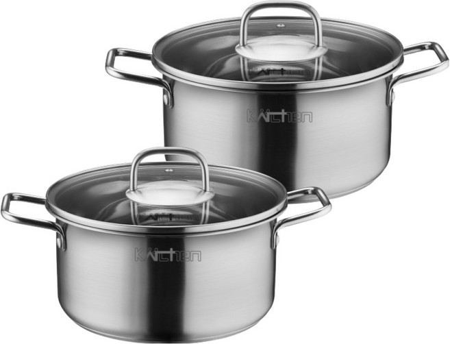 키친아트 인덕션 올데이 IH 스텐냄비 2종 세트, 1세트, 양수냄비 20cm + 양수냄비 22cm