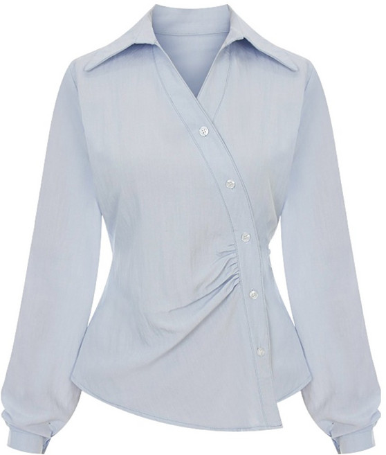 티뷰 사이드 셔링 카라 블라우스 V6A-CBL023