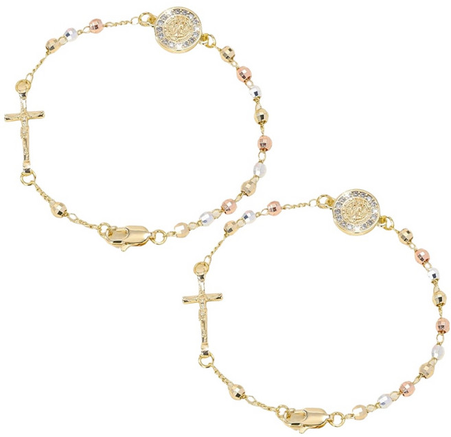 마다꾸미 여성용 성모마리아 묵주팔찌 십자가 천주교 성물 팔찌, B + B, 2개