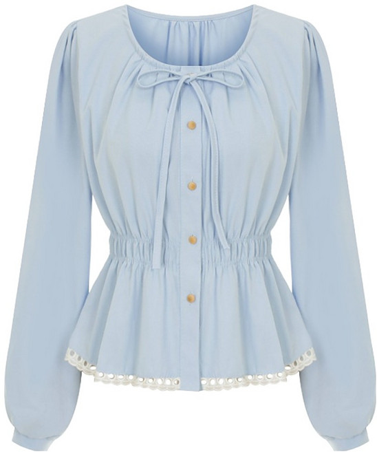 샐리 셔링 밴딩 퍼프 블라우스 I6A-CBL012