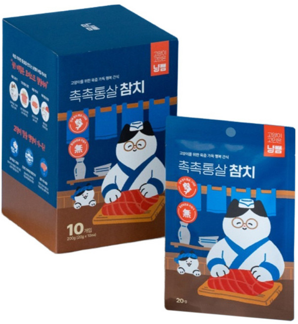냥쌤 고양이 육즙 가득 촉촉한 통살 간식 10p, 참치, 200g, 1개