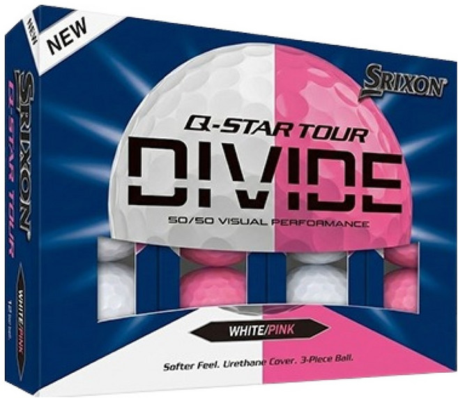 스릭슨 Q STAR 투어6 디바이드 우레탄 골프공 3피스, WHITE + PINK, 1개, 12개입
