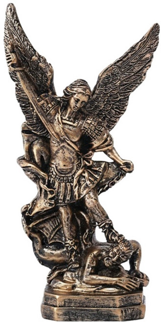 마다꾸미 대천사 미카엘 십자가 검 성상 악마 제압 가톨릭 천주교 성물 + 하트스티커 6p 세트, 혼합색상, 1세트