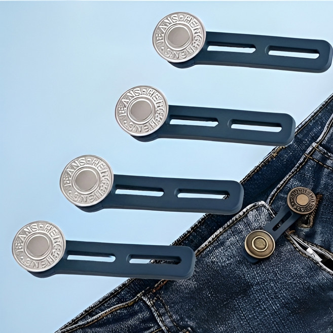 리빙홈디테일 허리 확장 2단 실리콘 단추, 실버, 4개