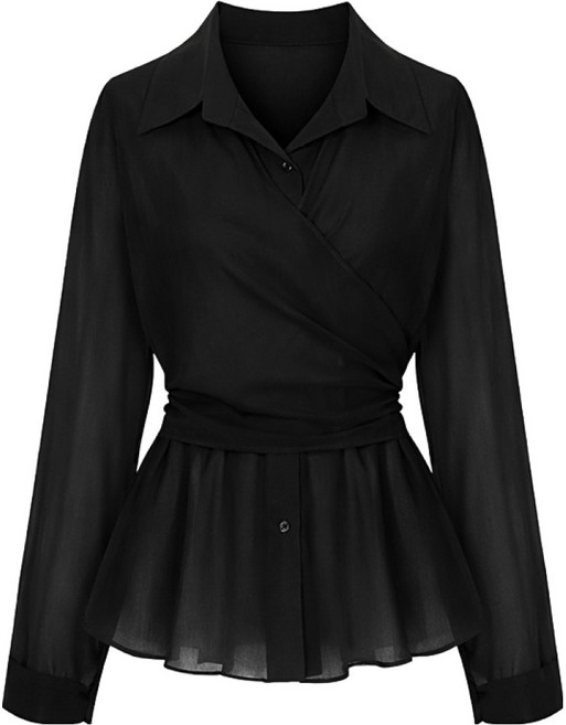 티뷰 페미닌 레이어드 랩 블라우스 V6A-CBL024