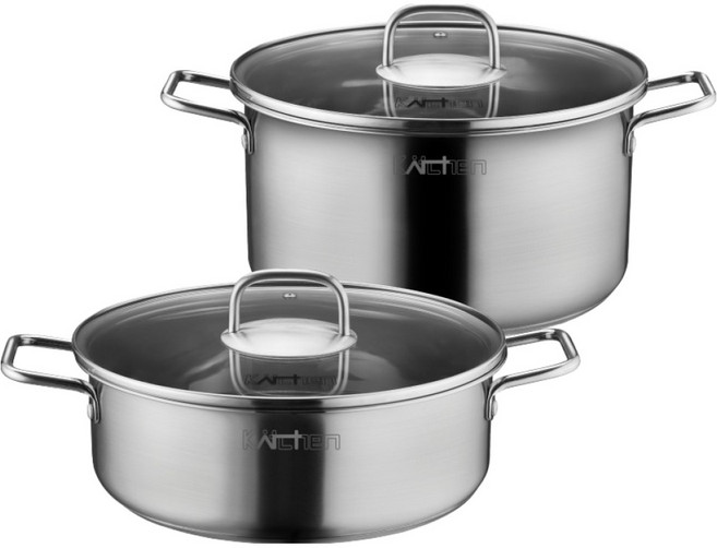 키친아트 인덕션 올데이 IH 스텐냄비 2종 세트, 1세트, 전골냄비 26cm + 곰솥냄비 26cm