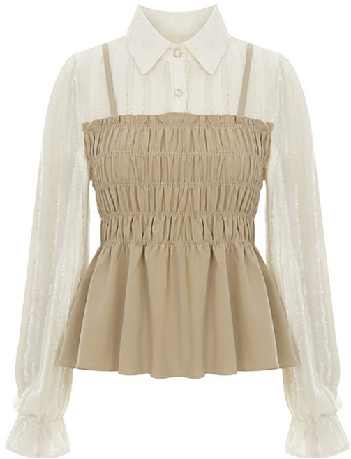 샐리 셔링 뷔스티에 샤틴 카라 블라우스 I6A-CBL011