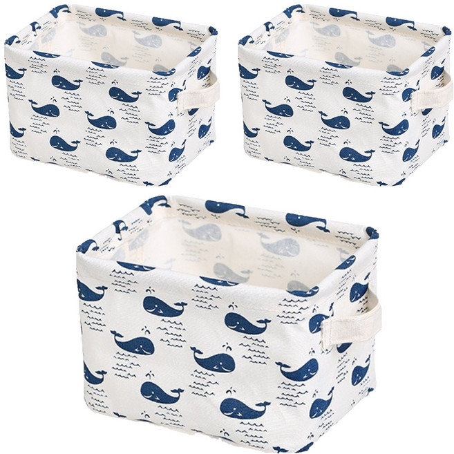 앞날창창 패브릭 생활 수납 정리 바스켓, 고래, 3개