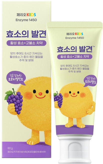 페리오 키즈 효소의 발견 1450 고불소 치약 트로피칼민트향, 80g, 1개