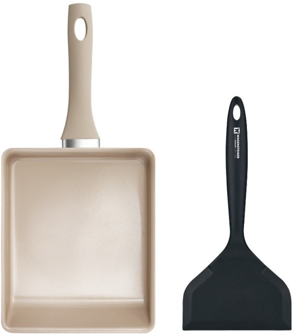 WAGENSTEIGER Edel IH電磁爐玉子燒鍋 + 矽膠鍋鏟 煙灰色套組, 1個, 24cm