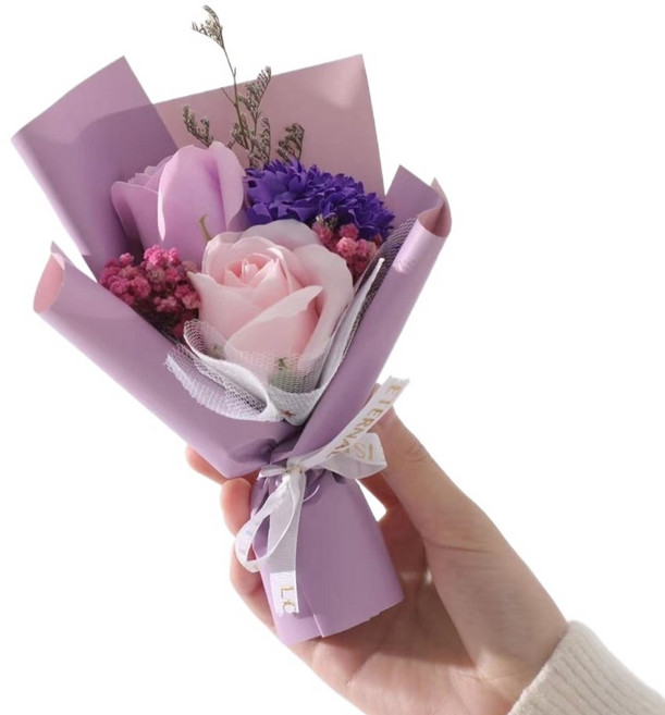 코스넬 기념용 미니 비누꽃 조화 꽃다발, 퍼플