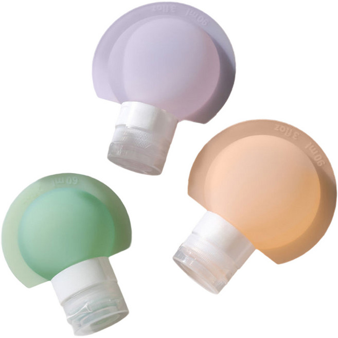 withWIN 실리콘 여행용 디스펜서 3종 x 90ml 세트, 1세트, 그린, 오렌지, 퍼플