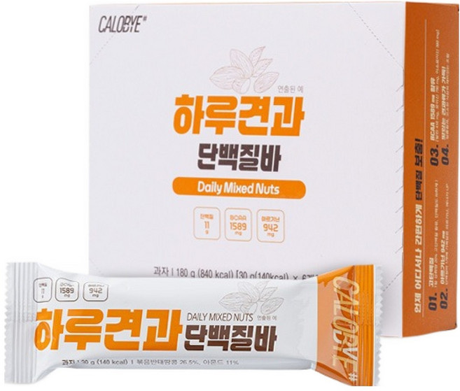 칼로바이 하루견과 단백질바 6p, 180g, 1개