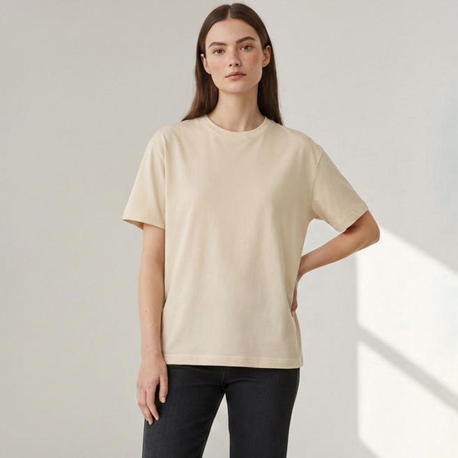 닷이프 여성용 오버 라운드 반팔 티셔츠 D263-0267