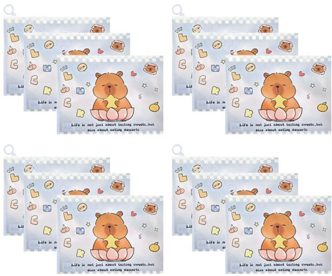 큐티바라 엠에스 카피바라 A4 지퍼화일, 블루, 12개